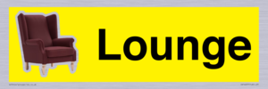 Lounge Dementia Friendly Yellow SIgn